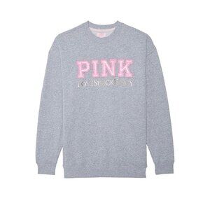 PINK x LoveShackFancy Oversized CREW Sweatshirt IN HEATHER GREY SIZES XS-XL
